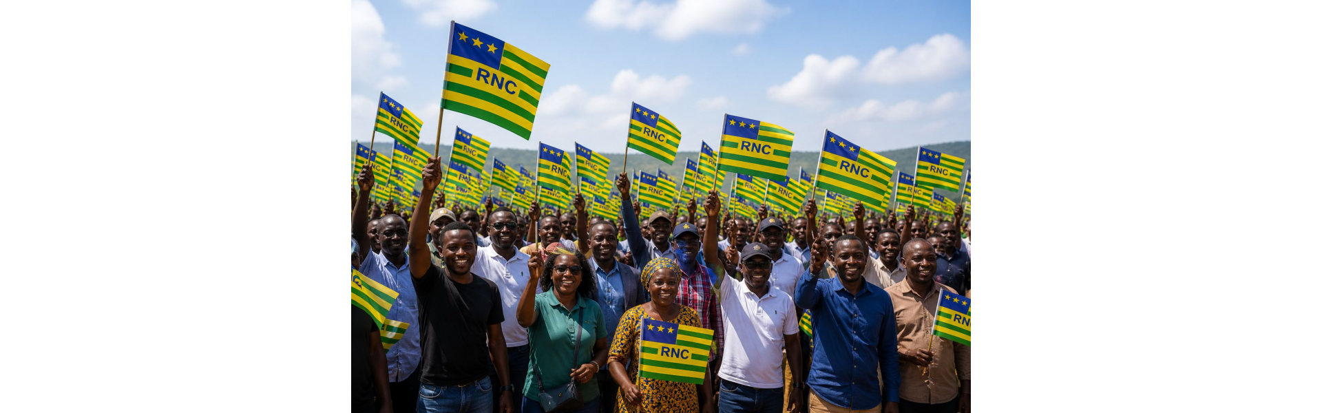group of people holding a flag